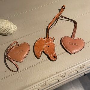 Luella bag charms 3 leather horse hearts bag charm key fobs lot of 3
